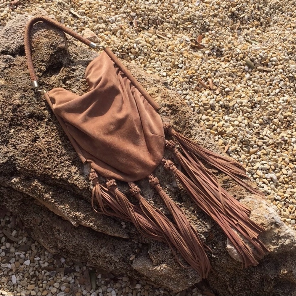 Reiss Brown Fringe Shoulder Bag